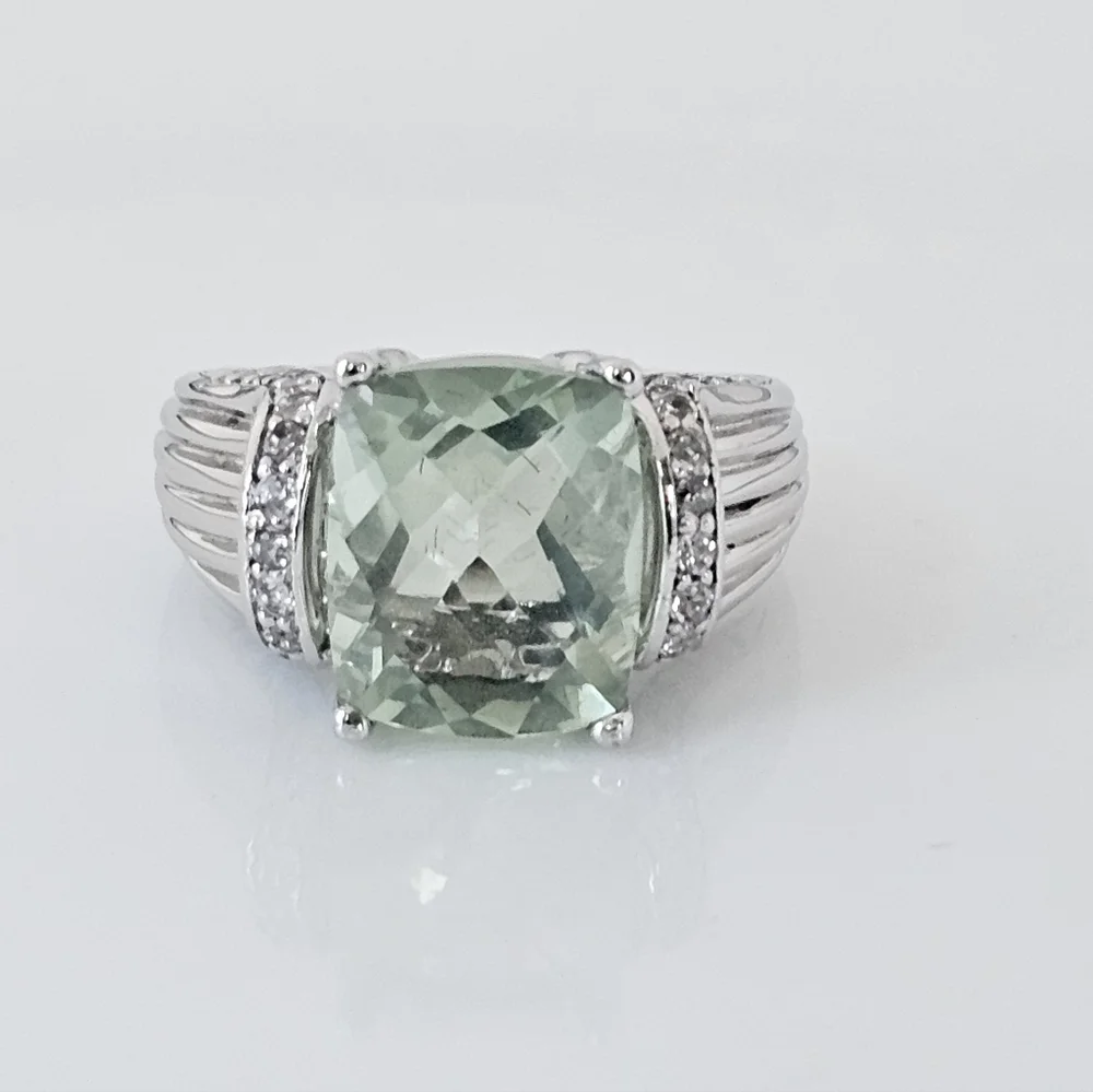 Rare Victoria Wieck Prasiolite & White Topaz Ring Sterling Silver Sz 7.5! - Picture 6 of 8